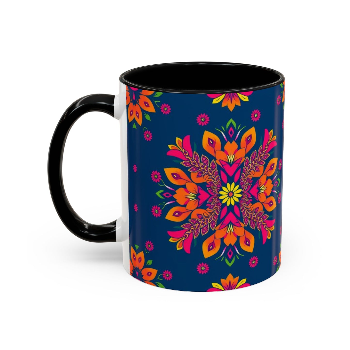 Accent Coffee Mug, Gemini, Zodiac v2, Flower Pattern, (11, 15oz)