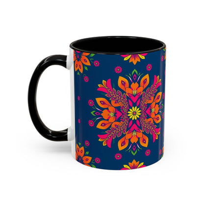 Accent Coffee Mug, Gemini, Zodiac v2, Flower Pattern, (11, 15oz)