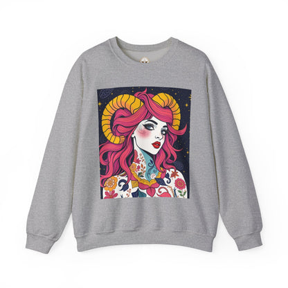 Unisex Heavy Blend™ Crewneck Sweatshirt, Aries, Zodiac, Sexy Pattern