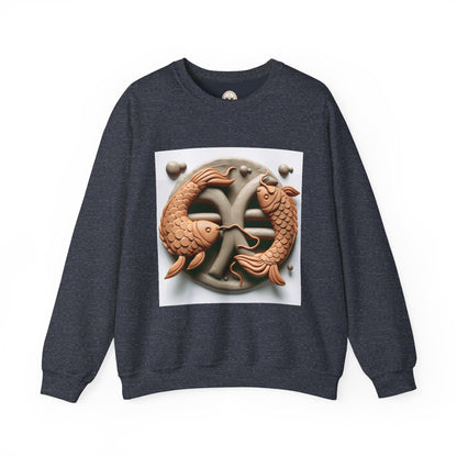Unisex Heavy Blend™ Crewneck Sweatshirt,Two Fishes  Pisces Zodiac Design