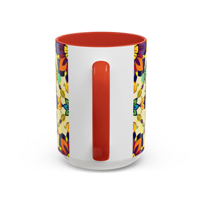 Accent Coffee Mug, Taurus, Zodiac v3. Flower Pattern, (11, 15oz)