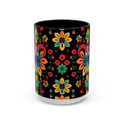 Accent Coffee Mug, Aries, Zodiac v3, Flower Pattern, (11, 15oz)