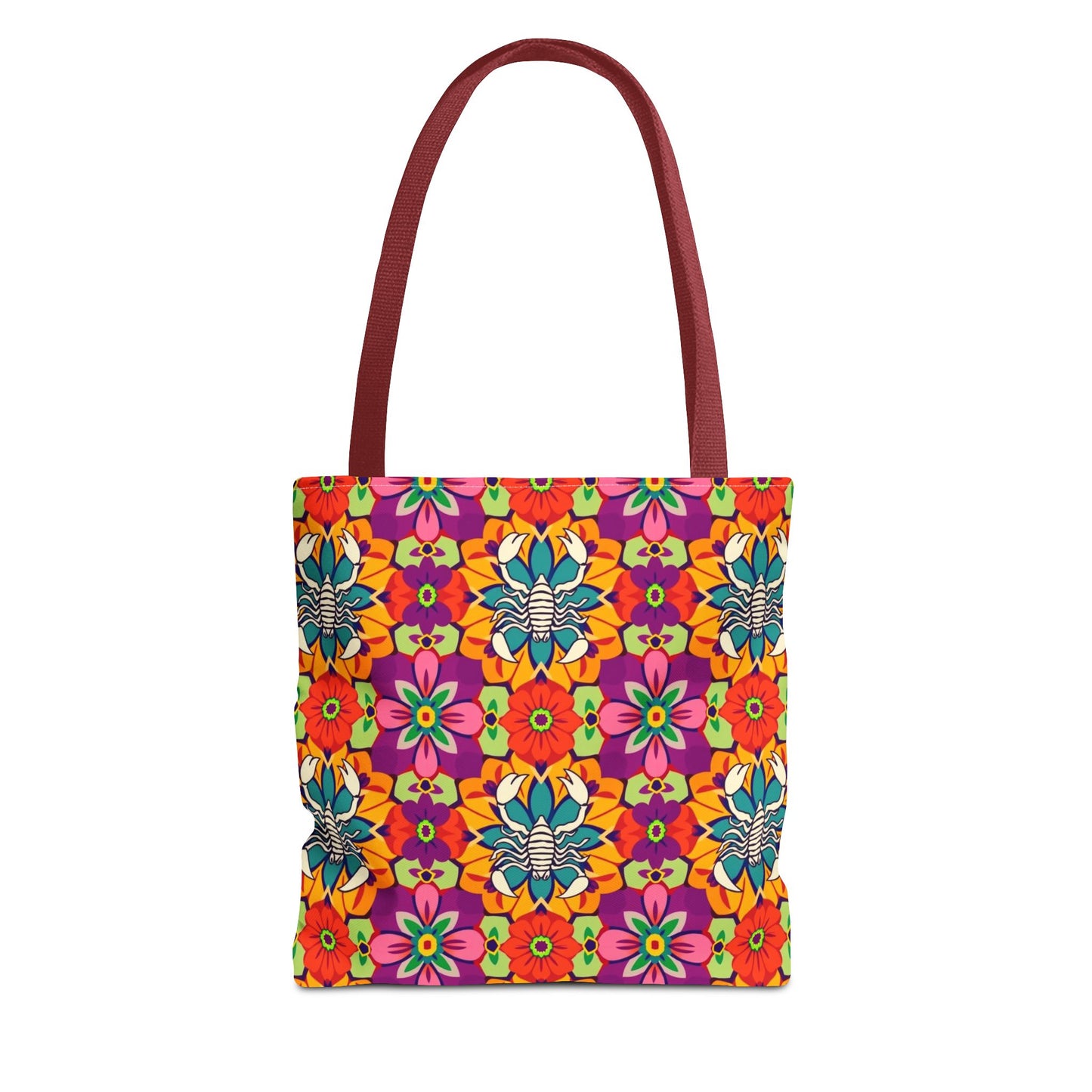 Tote Bag, (AOP), Scorpio, Zodiac v3, Flower Pattern