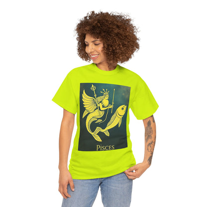 Unisex Heavy Cotton T-Shirt, Pisces Quuen v1, Zodiac Design