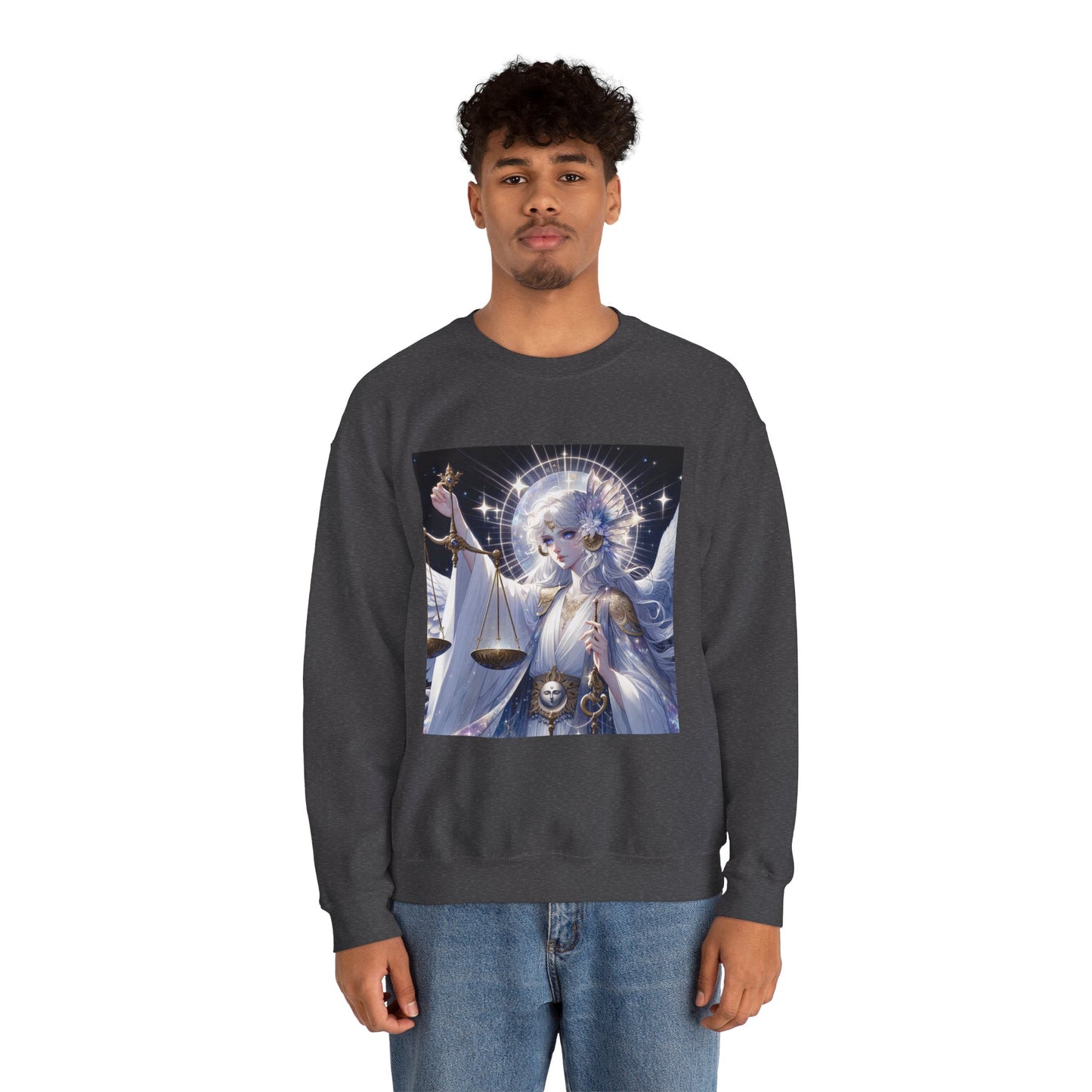 Unisex Heavy Blend™ Crewneck Sweatshirt,anime angel, Libra Zodiac Design