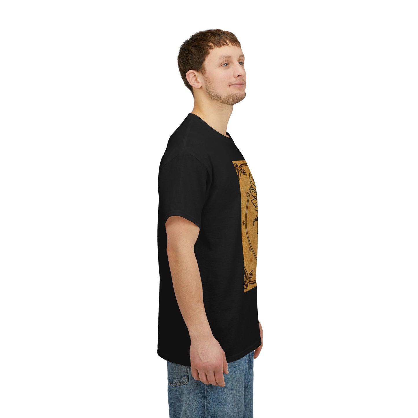 Unisex Heavy Cotton T-Shirt, Pencil Art v1, Gemini Zodiac Design