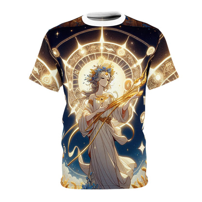 Unisex Cut & Sew T-Shirt (AOP), Fields, Virgo Zodiac Design, Regular fit, 100% Polyester