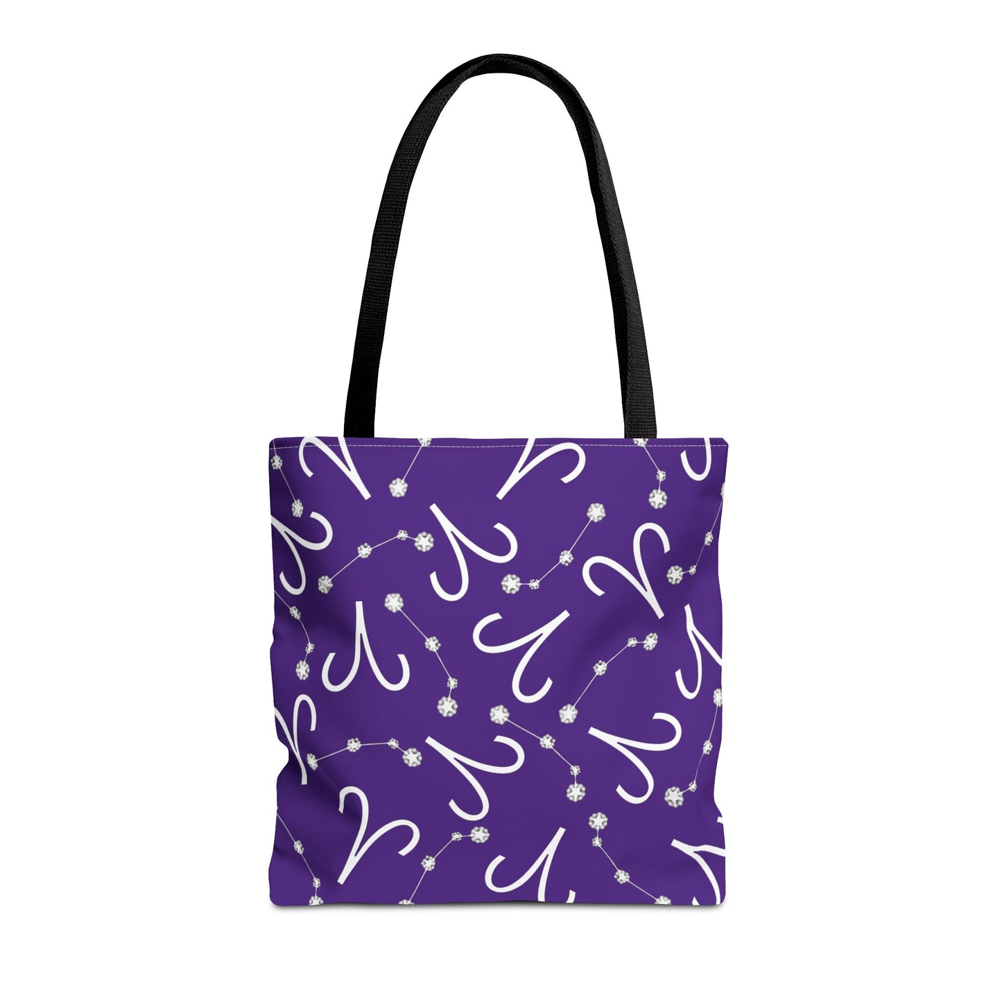 Tote Bag, Aries Zodiac Sign, AOP, (Purple, White)