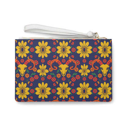 Clutch Bag, Aries, Zodiac v4, Flower Pattern