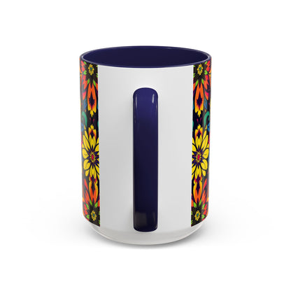 Accent Coffee Mug, Capricorn, Zodiac v4, Flower Pattern, (11, 15oz)