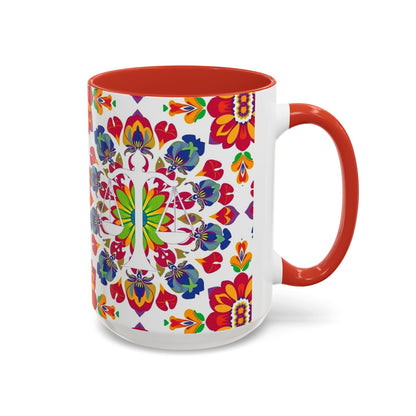 Accent Coffee Mug, Libra, Zodiac v1, Flower Pattern, (11, 15oz)
