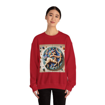Unisex Heavy Blend™ Crewneck Sweatshirt, Colorful Horse, Sagittarius Zodiac Design