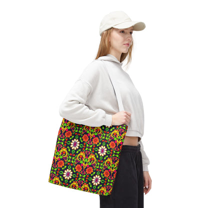 Tote Bag (AOP), Aries, Zodiac, Flower Pattern