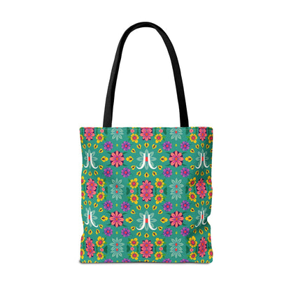 Tote Bag, (AOP), Aquarius, Zodiac v2, Flower Pattern
