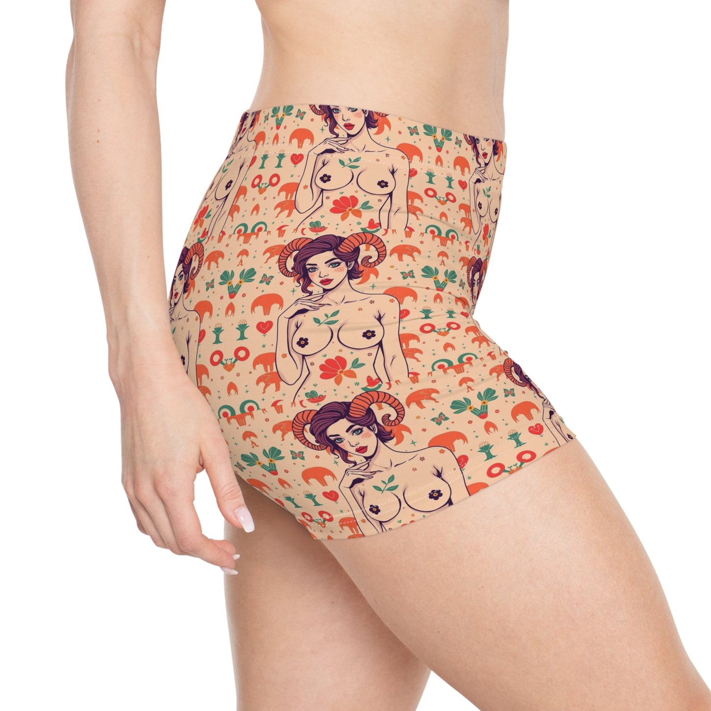 Women's Shorts, (AOP), Aries, Zodiac v1, Sexy Pattern