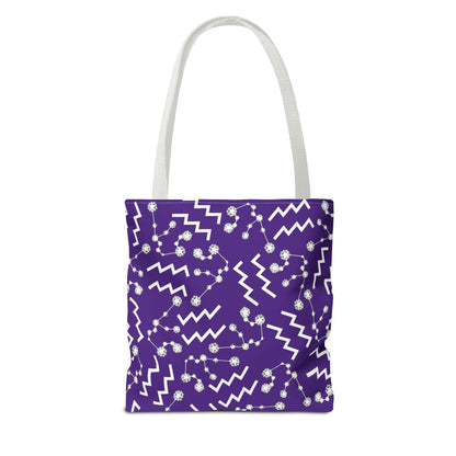 Tote Bag, Aquarius Zodiac Sign, AOP, (Purple, White)