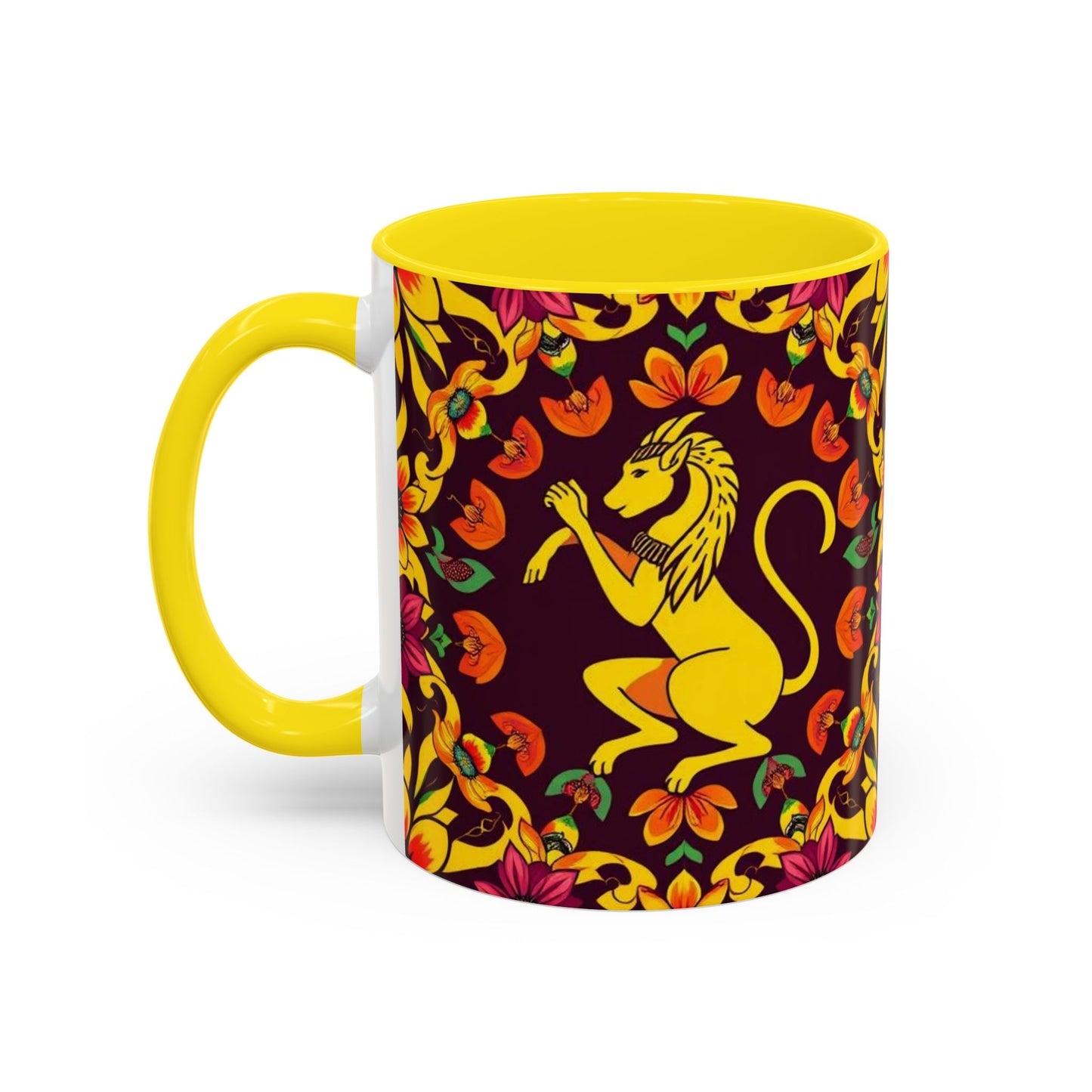 Accent Coffee Mug, Virgo, Zodiac v1. Flower Pattern, (11, 15oz)