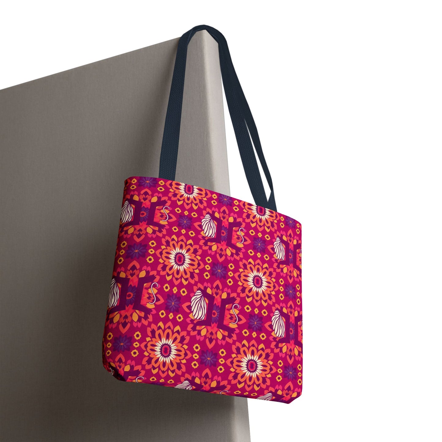 Tote Bag, (AOP), Gemini, Zodiac v5, Flower Pattern