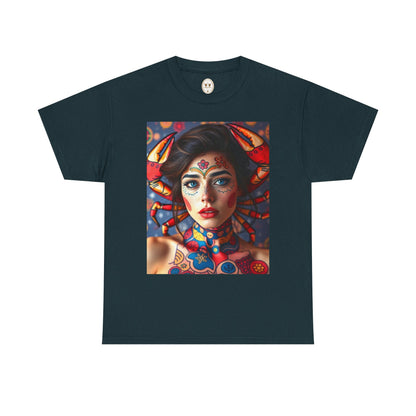 Unisex Heavy Cotton T-Shirt, Cancer, Zodiac v1, Sexy Art