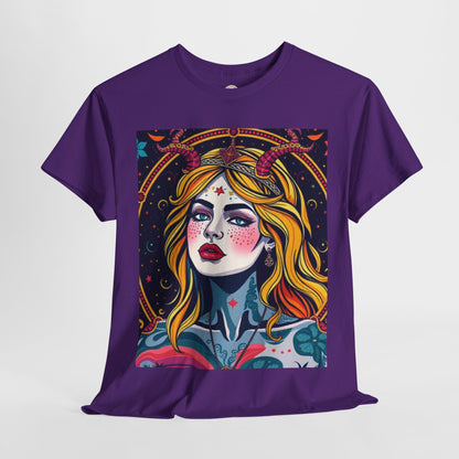 Unisex Heavy Cotton T-Shirt, Virgo, Zodiac v2, Sexy Art