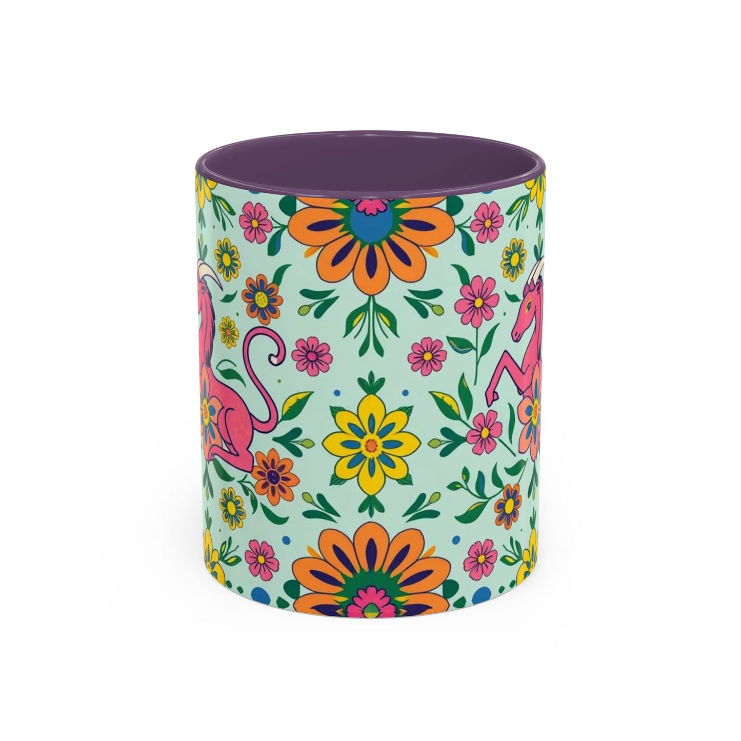 Accent Coffee Mug, Aquarius, Zodiac, Flower Pattern, (11, 15oz)