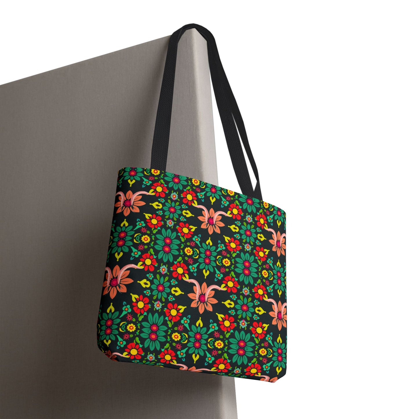 Tote Bag, (AOP), Aquarius, Zodiac v1, Flower Pattern