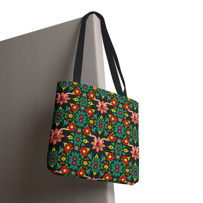 Tote Bag, (AOP), Aquarius, Zodiac v1, Flower Pattern