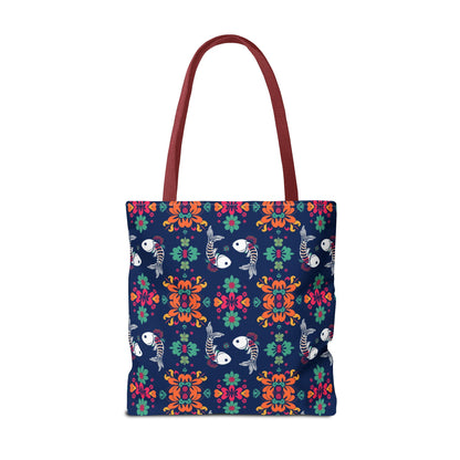 Tote Bag (AOP), Pisces, Zodiac, Flower Pattern