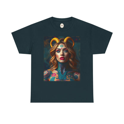 Unisex Heavy Cotton T-Shirt, Capricorn, Zodiac v1, Sexy Art