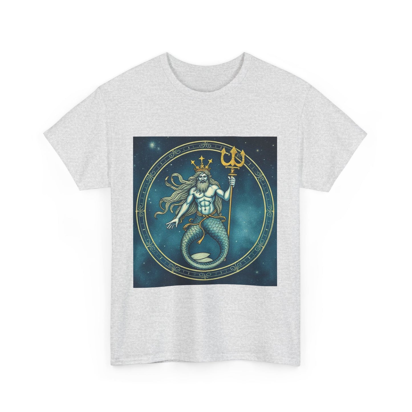 Unisex Heavy Cotton T-Shirt, Aquarius God 5v, Zodiac Design