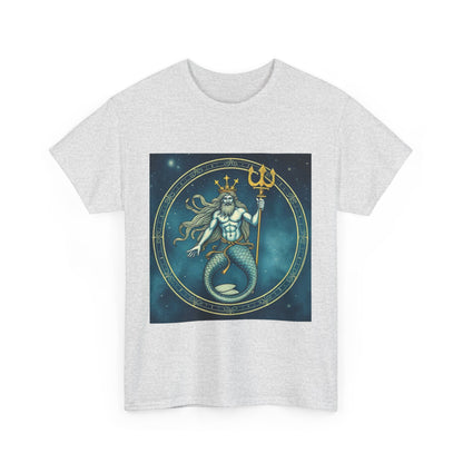 Unisex Heavy Cotton T-Shirt, Aquarius God 5v, Zodiac Design