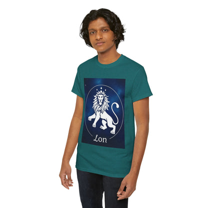 Unisex Heavy Cotton T-Shirt, Space Lion v1, Leo Zodiac Design