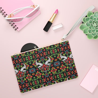 Clutch Bag, Taurus, Zodiac v3, Flower Pattern