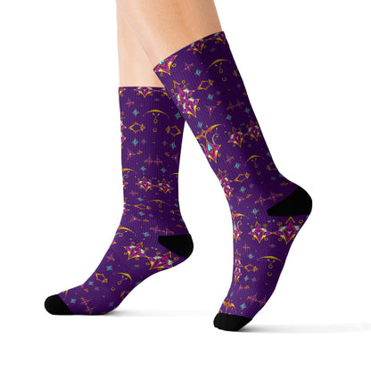Sublimation Socks, Sagittarius, Zodiac v4, Jewel Pattern