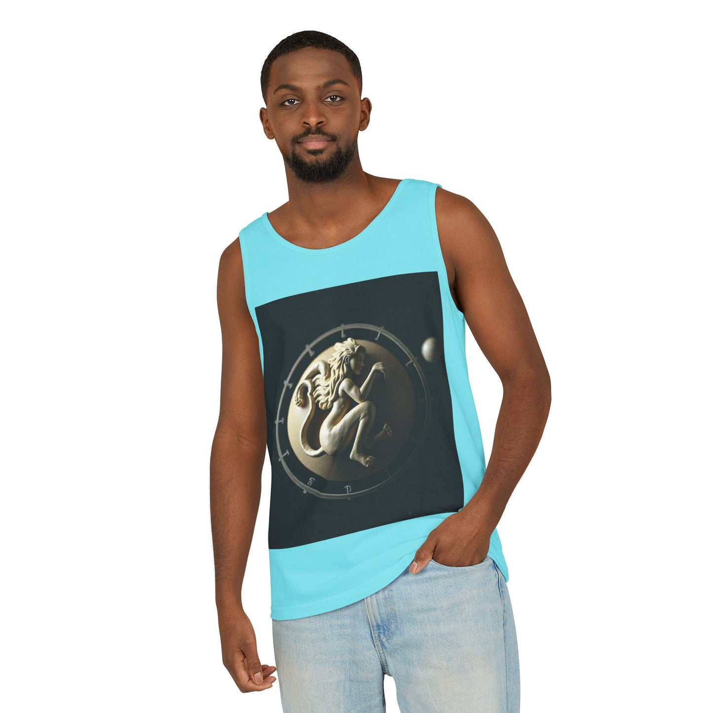 Unisex Garment-Dyed, Tank Top, Virgo Design, Planet Symbol, 100% US cotton