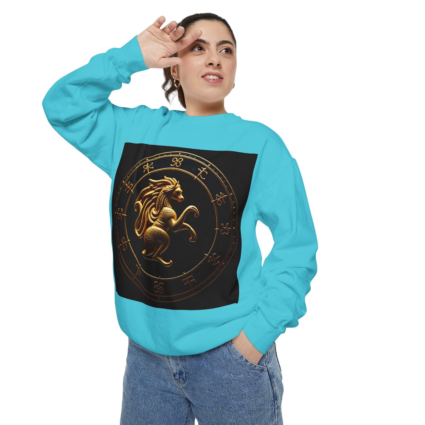 Garment-Dyed Sweatshirt, Unisex, Space Animal Design v1, Virgo