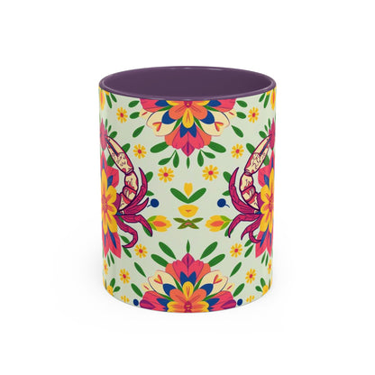 Accent Coffee Mug, Cancer, Zodiac v3, Flower Pattern, (11, 15oz)
