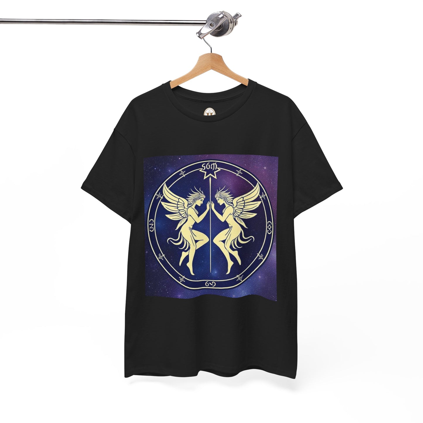 Unisex Heavy Cotton T-Shirt, Space Angel Twins v1, Gemini Zodiac Design