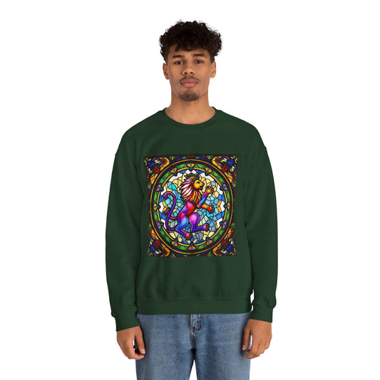 Unisex Heavy Blend™ Crewneck Sweatshirt, Glass, Leo Zodiac Design