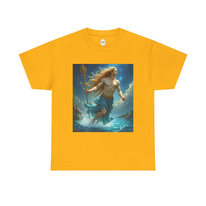 Unisex Heavy Cotton T-Shirt, Aquarius God 4v, Zodiac Design