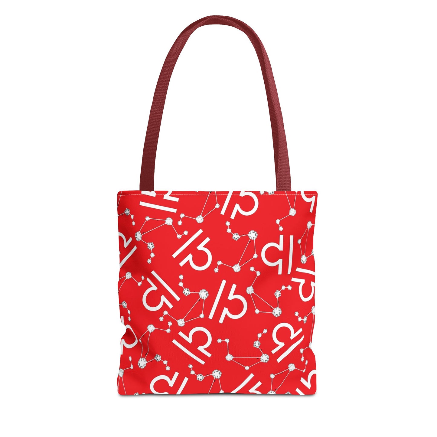 Tote Bag, Libra Zodiac Sign, AOP, (Red, White)