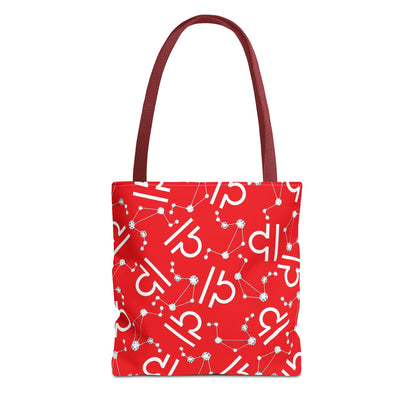 Tote Bag, Libra Zodiac Sign, AOP, (Red, White)