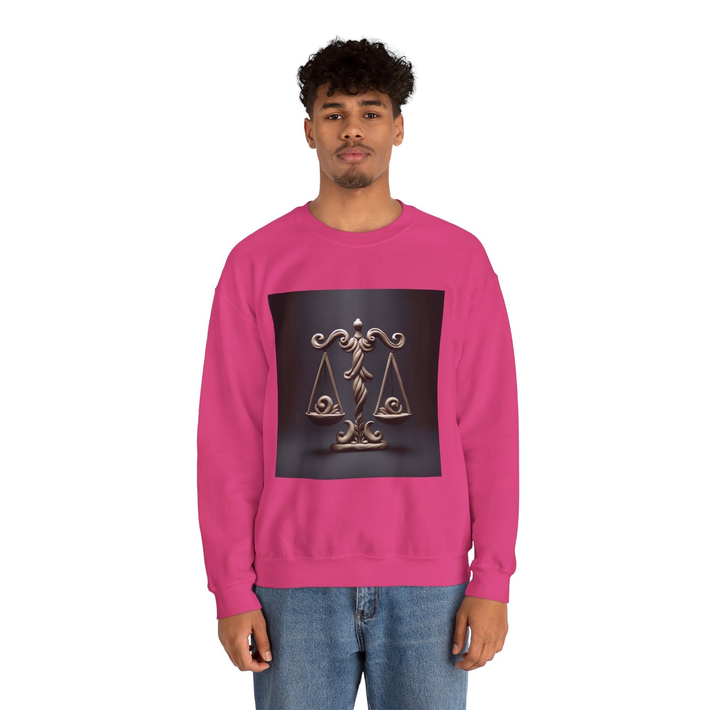 Unisex Heavy Blend™ Crewneck Sweatshirt, Brown Scale, Libra Zodiac Design