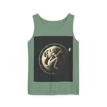 Unisex Garment-Dyed, Tank Top, Virgo Design, Planet Symbol, 100% US cotton