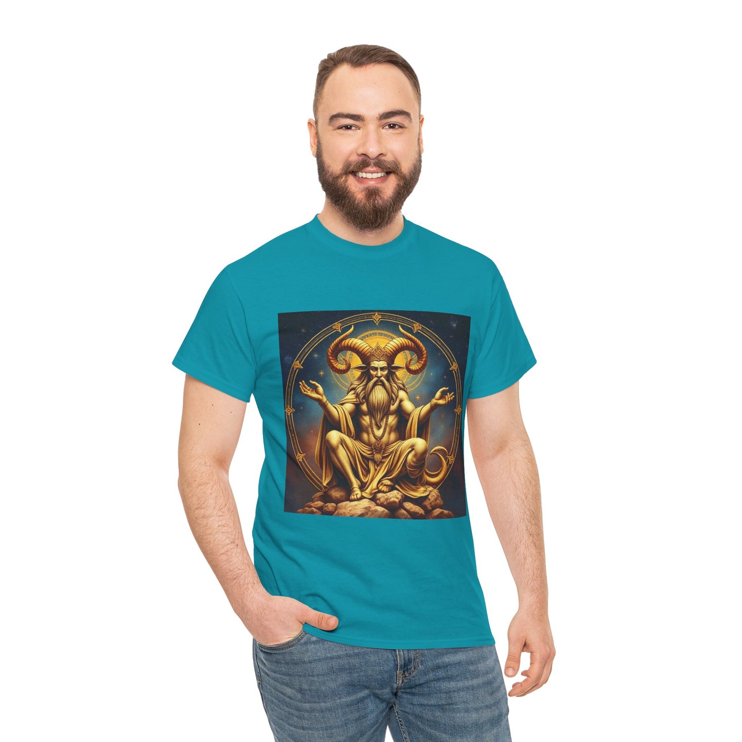 Unisex Heavy Cotton T-Shirt, On The Throne, Taurus Zodiac Design