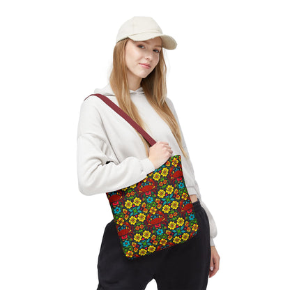 Tote Bag, (AOP), Cancer, Zodiac v4, Flower Pattern