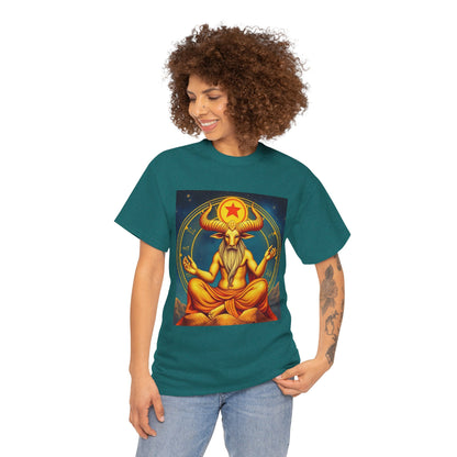 Unisex Heavy Cotton T-Shirt, Meditating Bull, Taurus Zodiac Design