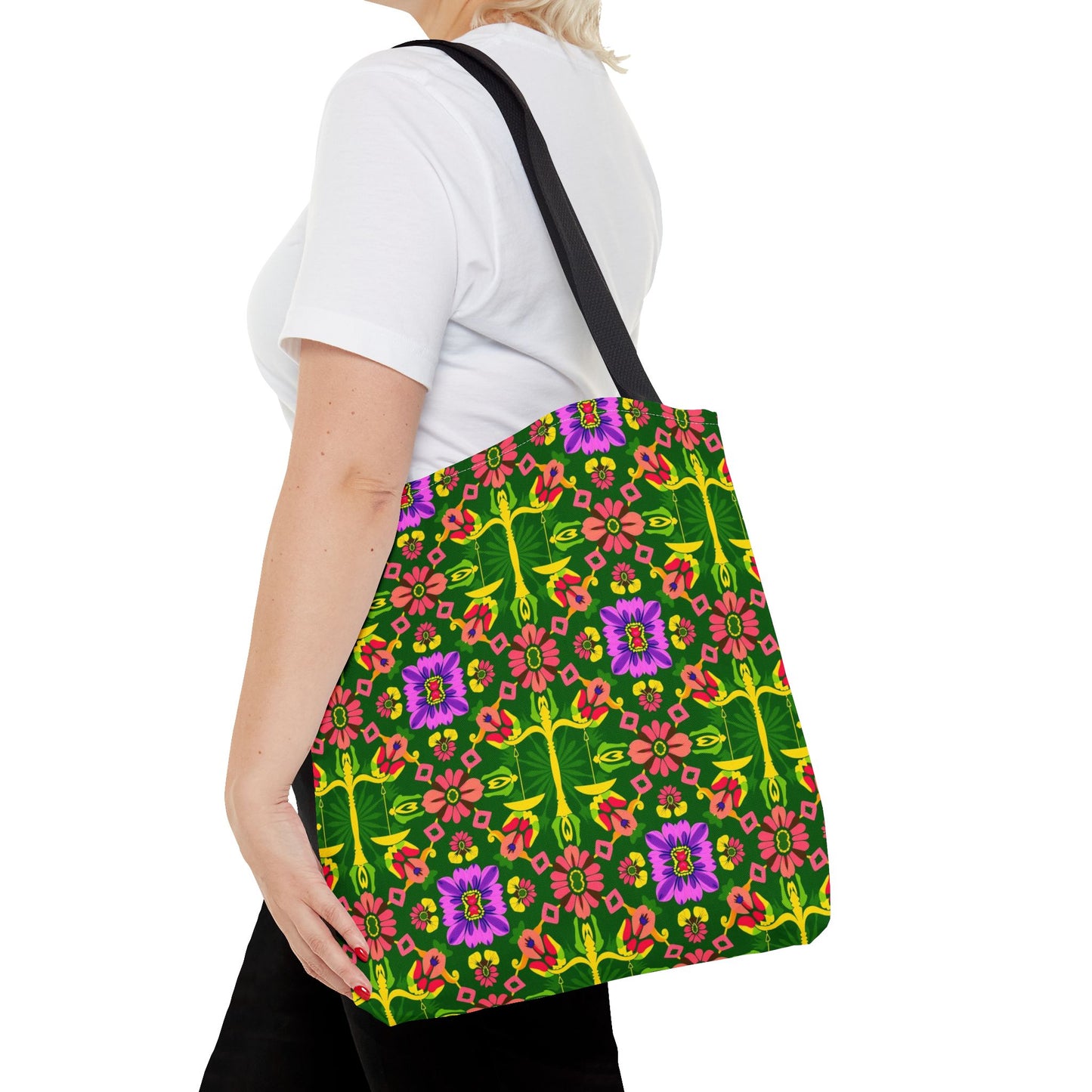 Tote Bag (AOP), Libra, Zodiac, Flower Pattern
