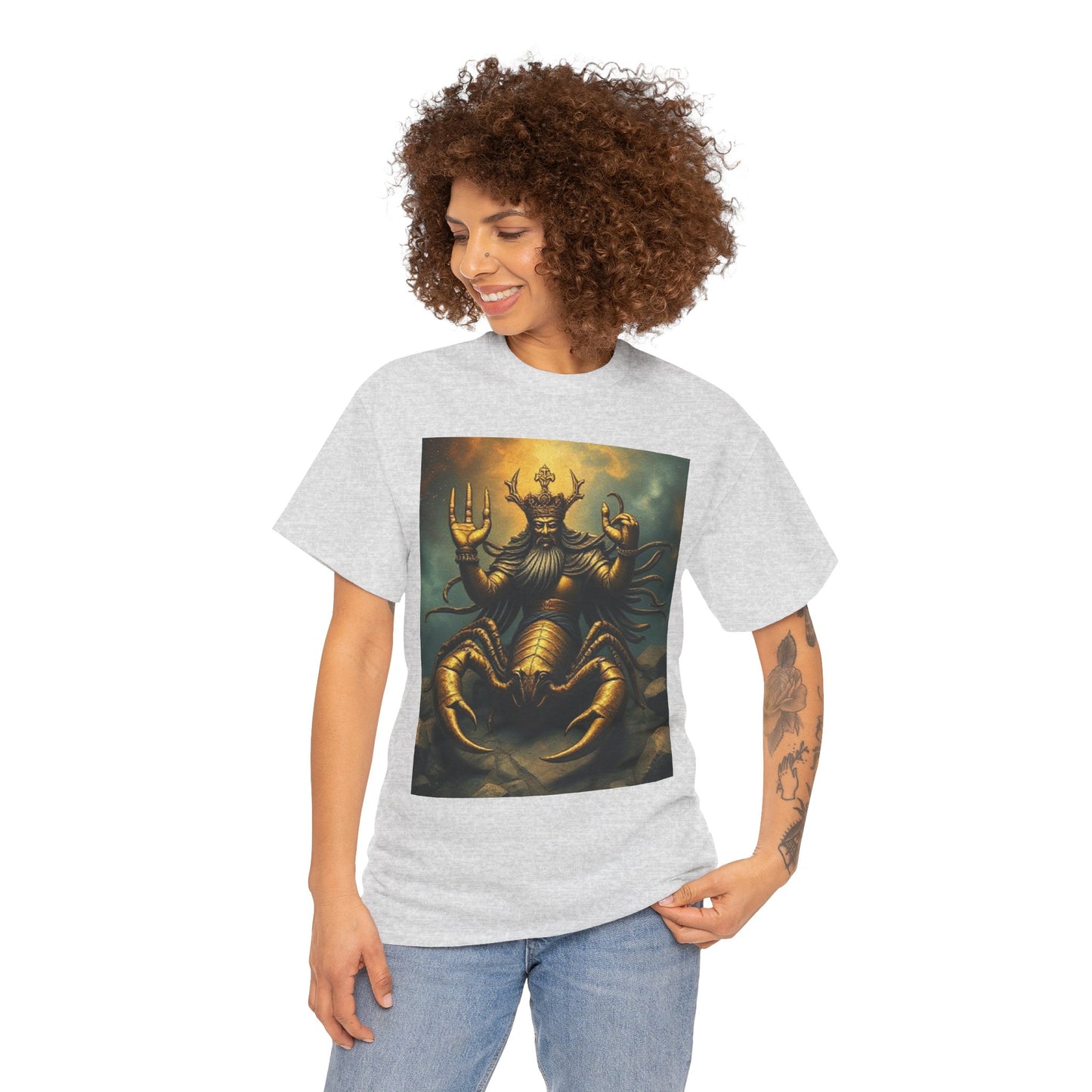 Unisex Heavy Cotton T-Shirt, Desert Scorpio King v1, Zodiac Design