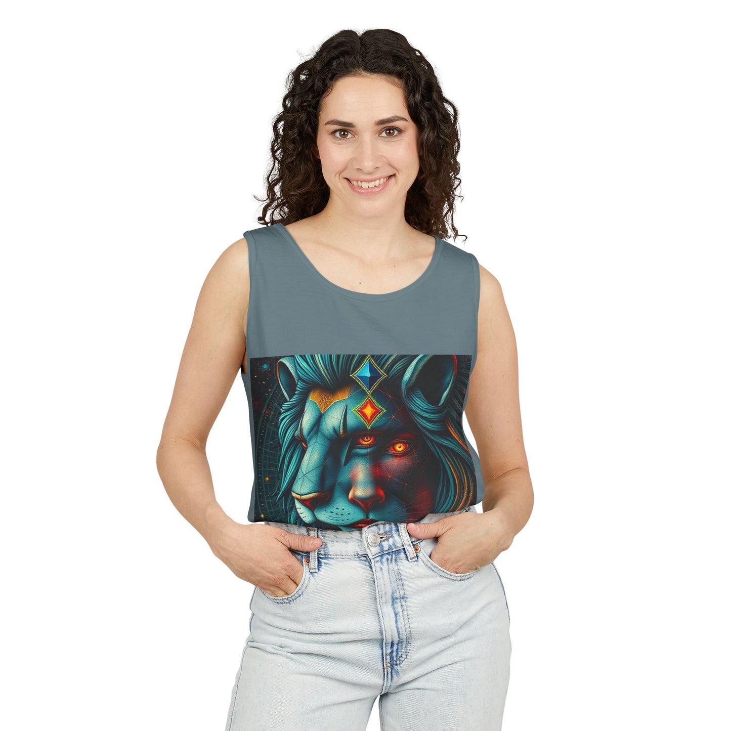 Unisex Garment-Dyed, Tank Top, Leo, Pop Art, 100% US cotton